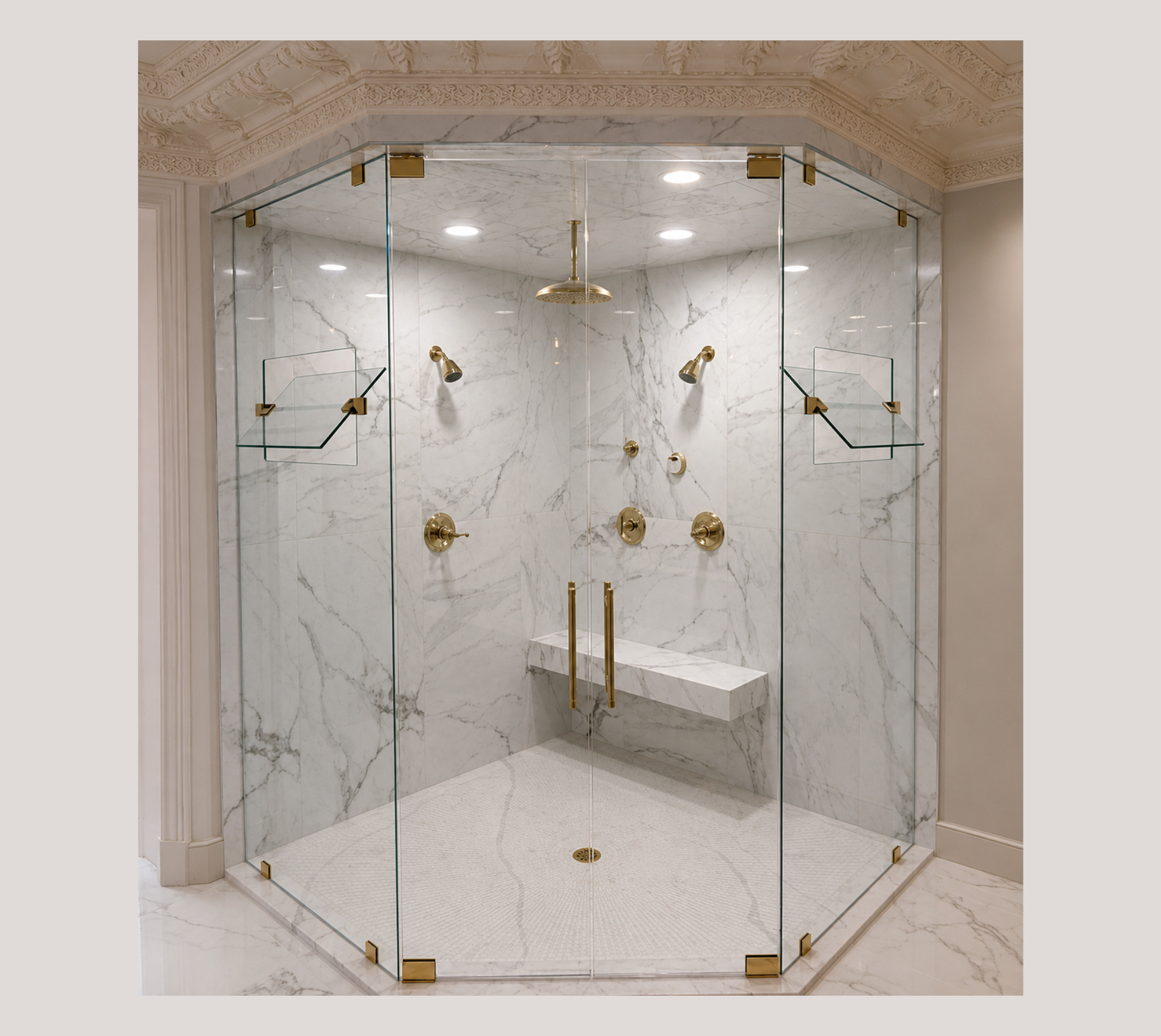 Shower Remodel with Custom Glass Work 
